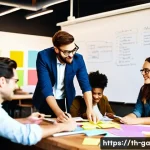 Home 14 학제간 지식 구축을 위한 워크숍 기획 - **Prompt:** "A vibrant, collaborative brainstorming session in a modern, brightly lit co-working spa...