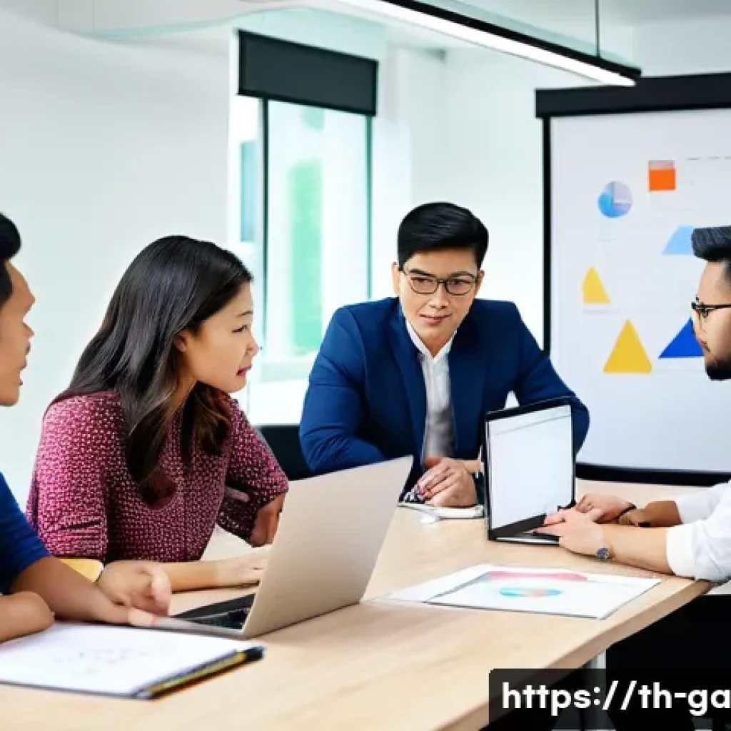 학제간 연구의 진행 과정 - A diverse interdisciplinary research team collaborating in a modern office setting in Bangkok, Thail...